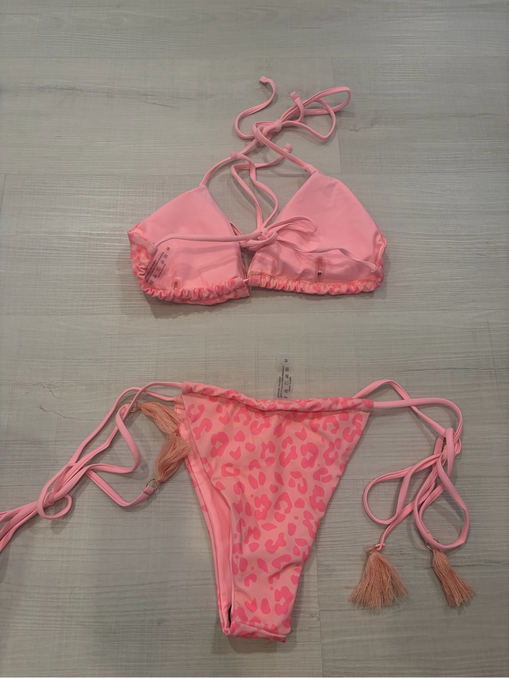 Pink Leopard Print String Bikini Swim Set - Picture 5 of 5